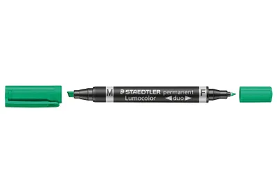 Zdjęcie produktu dla Staedtler® 348-5 marker permanentny Lumocolor® duo - do wielokrotnego napełniania, 0,6 mm i 1,5 mm, zielony