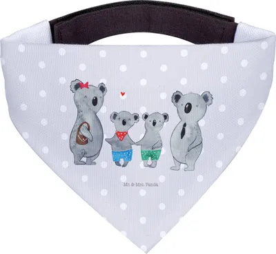 Produktbild von Mr. & Mrs. Panda Tuch Koala Familie zwei - Grau Pastell - Geschenk, Hundehalstuch, Muttertag, Halstuch Für Hunde, Koalabär, Hund, Hunde-Halstuch
