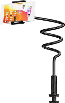 Produktbild von Extra Langer Schwanenhals-Handyhalter Für Das Wohnzimmer Im Bett, Flexibler Schwanenhals-Tischständer Mit Langem Arm,Überkopf-Handy-Klemmhalterung Für Bis Zu 7-Zoll-Geräte (Schwarz,135CM)