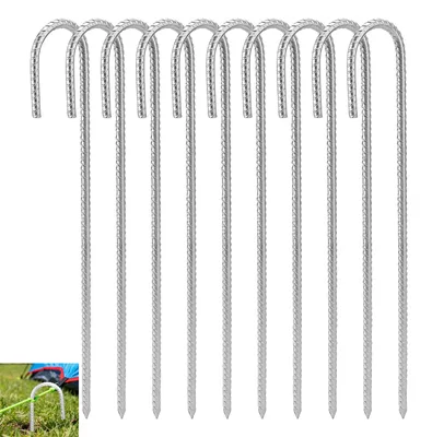 Obrázek produktu pro Omgoods – Sada 10 pozinkovaných ocelových kolíků na stan, délka 40 cm