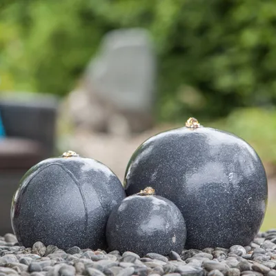 Produktbild von HEISSNER Terrassenbrunnen mit Led Saphira 15/23/28 cm Schwarz