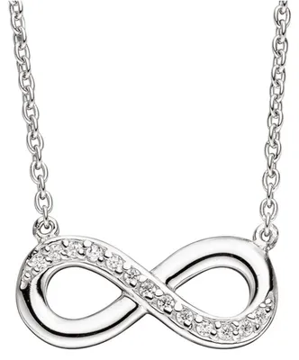 Produktbild von Collier Unendlichkeit Halskette mit Anhänger 925 Silber mit Zirkonia 41 cm