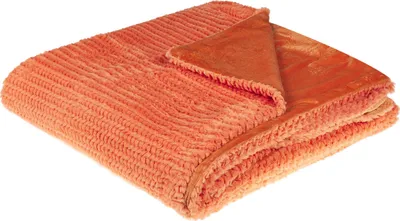 Produktbild von BELIANI Kuscheldecke Orange Polyester 200 x 220 cm Modern Skandinavisch Schlafzimmer Wohnzimmer Accessoire Deko Überwurf Wohndecke Sofadecke Tagesdecke