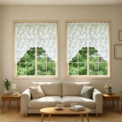 Produktbild von Moderne, kurze Vorhänge - 2 Stück, transparente Vorhänge mit Schmetterlingsmuster - Modern für Küche, Schlafzimmer, Café - Weißes Schmetterlingsvorhang