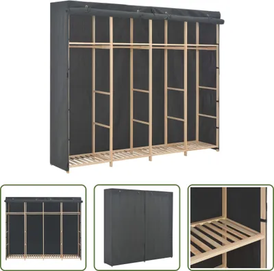 Image de The Living Store Armoire grise 200 x 40 x 170 cm Tissu