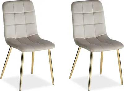 Produktbild von Homestyle4u Polsterstuhl Gold 2er Set Esszimmerstuhl Creme Polstersessel Küchenstuhl