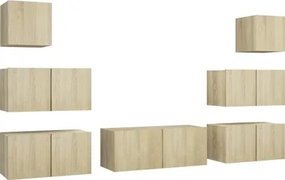 Produktbild von vidaXL 7-tlg. TV-Schrank-Set Sonoma-Eiche Holzwerkstoff