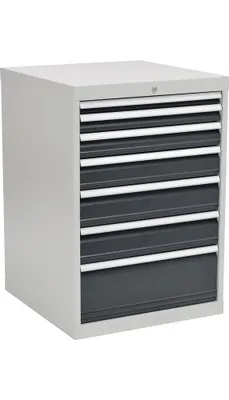 Image de Armoire à tiroirs H1019xL705xP736mm gris clair/gris 7 tiroirs à extension totale - 80700/2221AV 7035/7016
