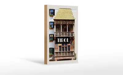 Produktbild von Holzschild Reise 12x18 cm Tirol Gebäude Kunst Mittelalter Dekoration