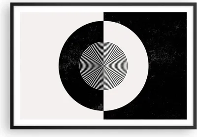 Produktbild von Gerahmtes Poster - Schwarzer Rahmen - Abstraktion Rad Schwarz und Weiß - 91,5x61 cm - Wand Bild - Wanddeko - Wandbilder - Wandposter - Bilderrahmen - Bilder - Kunstdruck - Wandbild - P2BAA91x61-4316