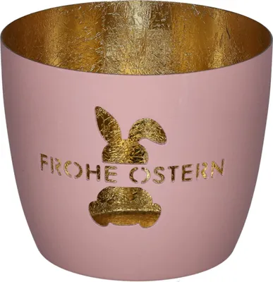 Produktbild von Madras, Windlicht, M, Motiv: Frohe Ostern, rosa/ g