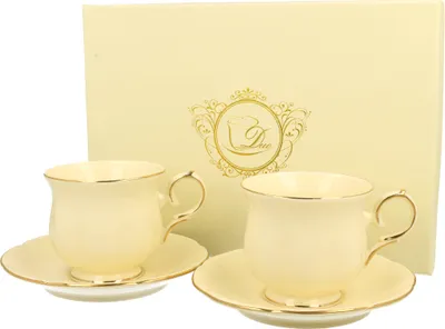 Produktbild von DUO ECRU 22711 2er-Set Tassen 260 ml mit Untertassen mit Untertassen, New Bone China Porzellan