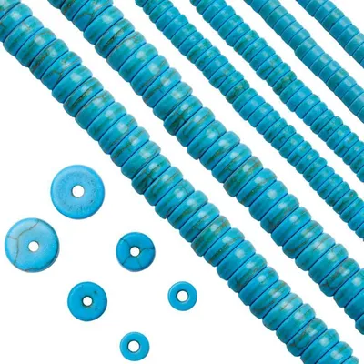 Image de Perles turquoise plates, 400 pièces, entretoises en pierres précieuses de 4/6/8 mm pour la fabrication de bijoux