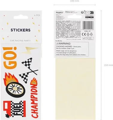 Immagine prodotto di Adesivi per bambini 10x25cm motivo racing rosso / nero / bianco