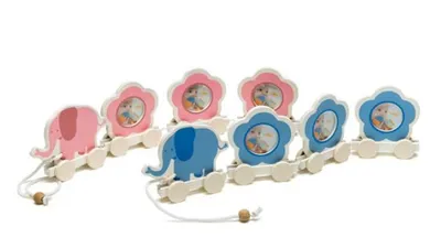 Image de Cadre photo bébé pour plusieurs photos BABY TRAIN 3 photo 4,7cm rose