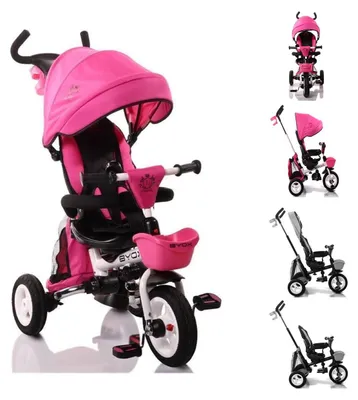 Produktbild von Byox Tricycle Flexy Lux 3 in 1 Dreirad, klappbar, Gummireifen, drehbarer Sitz pink