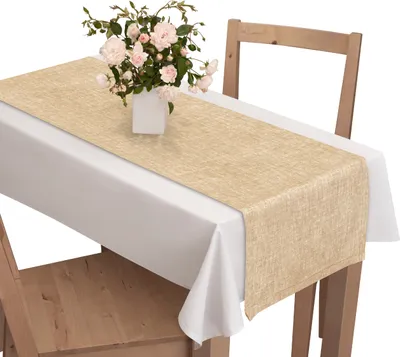 Zdjęcie produktu dla Voppi Ozdoba na stół bieżnik beżowy 40x140 cm lniany wzór