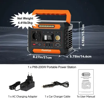 Obrázek produktu pro Přenosná powerbanka – solární generátor 200 W – baterie 150 Wh – výstup AC 230 V – špičkový výkon 400 W – USB-C a QC3.0 18 W – DC 12 V 10 A – EU 230 V