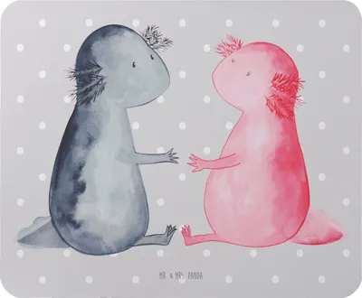 Produktbild von Mr. & Mrs. Panda Mouse Pad Axolotl Liebe - Grau Pastell - Geschenk, Lurche, mousematte, Mauspad, notebook, Mousepad, Paar, Valentinstag, pc mausunterlage