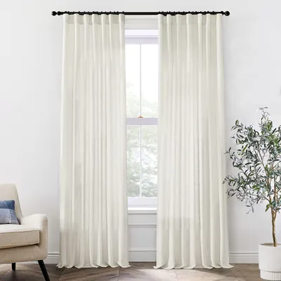 Leinenvorhang 274 cm, 2 Paneele, Creme, blickdicht, für Wohnzimmer