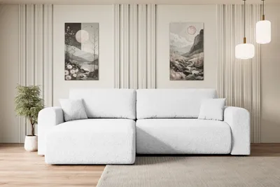 Produktbild von ALTDECOR Ecksofa mit Schlaffunktion und Bettkasten Corner Sofa Eckcouch Couch L-Form universal, links/rechts angeordnet Schlafcouch Ausziehbar Wohnlandschaft Schlafsofa ORRO-L - 272x145x83cm Weiß