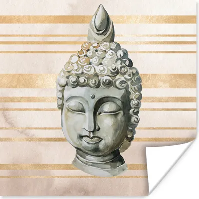 Produktbild von MuchoWow® Poster Buddha - Kopf - Rosa 50x50 cm - Wohnzimmerdekoration