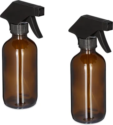 Immagine prodotto di Flacone spray in vetro, set da 2, capacità 230 ml, con getto a nebbia e a getto, ideale per nebulizzare acqua, detergenti e piante, colore marrone