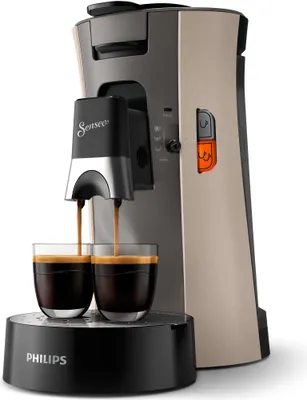 Produktbild von Philips Senseo® Select Kaffee Pad Maschine, 3 Kaffeespezialitäten, Kaffeestärkewahl Plus, Crema Plus, Beige (CSA240/30)