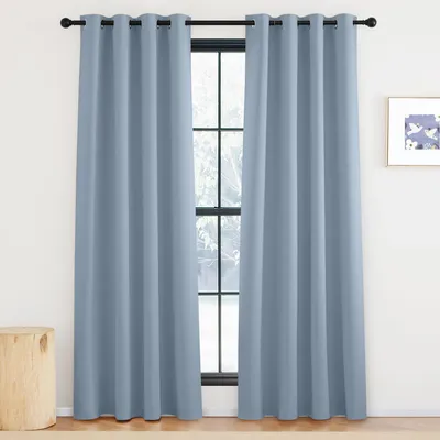 Produktbild von Hellblau Thermovorhang 220 cm Lang 2er Set