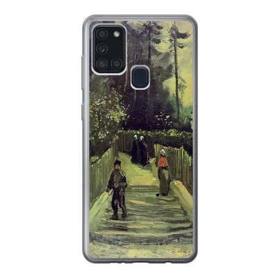 Produktbild von MuchoWow® Handyhülle Schutzhülle Hülle für Samsung Galaxy A21s Schräger Weg in Montmartre - Vincent van Gogh Silikon Softcase Handy Hülle - Hartschale
