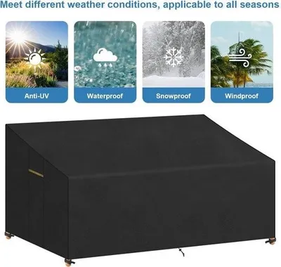 Produktbild von Gartenbankabdeckung – Schutzhülle für 3-Sitzer-Gartenbank – Wasserdicht und UV-beständig – 220 x 100 x 61/89 cm