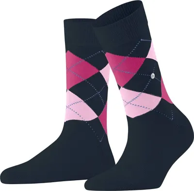 Produktbild von Burlington Damen Socken - Queen, Kurzstrümpfe, Baumwolle, Rautenmuster, Logoemblem Blau/Rosa/Pink