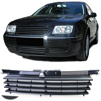 Sport Kühlergrill Grill ohne Emblem Schwarz für VW Bora ab 1998-2005 – Produktansicht