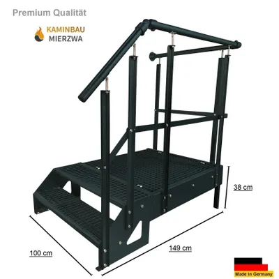 Obrázok produktu pre Podestová schodisková sedačka, 2 schody, samostatná, výška 38 cm, vrátane podestu 100x100 cm s zábradlím, farba antracit. Orientácia schodiska: vľavo. Vonkajšie schodisko