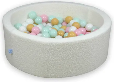 Image de Piscine à balles 90x30 Boucle Blanc - Avec 200 balles / blanc, menthe claire, rose clair, beige