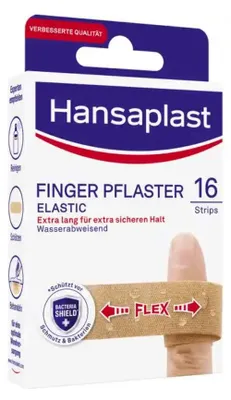 Zdjęcie produktu dla Hansaplast Finger Strips, 19 x 120 cm, Prostokątny, Beżowy, 16 szt.