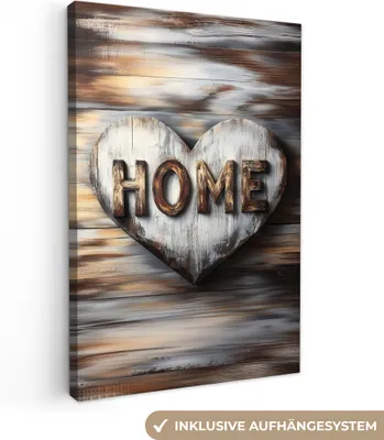 Produktbild von Leinwandbilder 20x30 cm - Home und Herz, moderne Wandbilder für Wohnzimmer