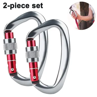 Produktbild von Verbesserter, hochbelastbarer Schraubkarabiner mit großem Aluminium-D-Ring-Haken für Camping, Bergsteigen, Hängematten, Outdoor-Ausrüstung und große Tierleinen