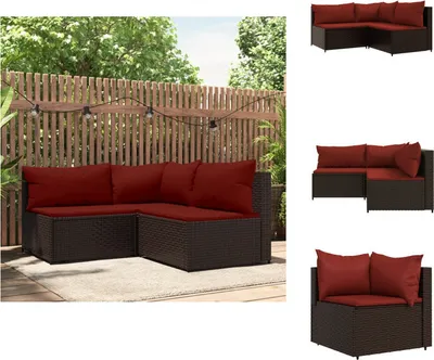 Produktbild von vidaXL 3-tlg. Garten-Lounge-Set mit Kissen Braun Poly Rattan -  Gartensofas
