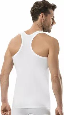 Produktbild von 2 Pack PREMIUM Herren Unterhemden Rambo Weiß M Muskelshirt Baumwolle  K-5
