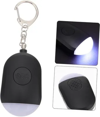 Produktbild von Persönliches Sicherheitsalarm für Frauen - mit LED-Notfallalarm - SOS-Taste - Schlüsselanhänger - tragbar für Outdoor-Aktivitäten - schwarz