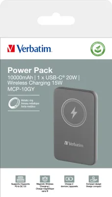 Immagine prodotto di Verbatim Charge´n´Go Magnetic Wireless Power Bank 10000 Grey