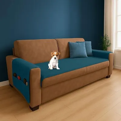 Productafbeelding van Waterdichte bankbeschermer met armleuninghoezen en organizerzakken (blauw)