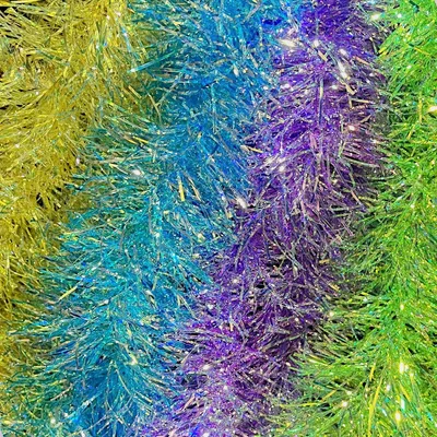 Irisierende Lametta-Girlande 10 m, Regenbogen-Glitzer für Weihnachtsbaum