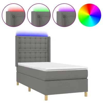 Produktbild von vidaXL Boxspringbett mit Matratze & LED Dunkelgrau 80x200 cm Stoff