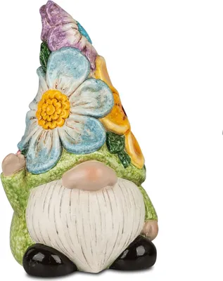 Produktbild von Formano Gartenzwerg aus Keramik 21x13x12 cm Gartenfigur Zwerg mit Blumenhut