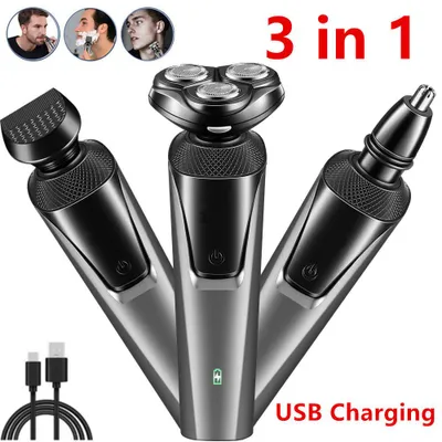 Produktbild von USB-aufladbarer 3-in-1-Profi-Multifunktions-Wangenbartschneider für Herren, Nasenhaarschneidemaschine für Herren