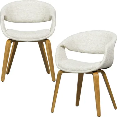 Produktbild von WOOOD Yossi 2er-Set Esszimmerstühle mit Holz Gestell und Stoffbezug, 78x57x57 cm, Braun/ Weiß