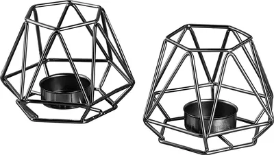 Produktbild von ECHTWERK 2-teiliges Teelicht-/ Kerzenhalter Set "Vintage Small", Black-Edition, 8 x 8 x 8,3 cm
