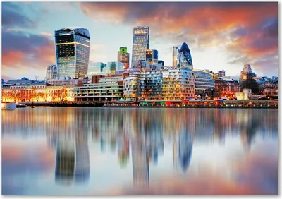 Produktbild von Tulup® Glas-Bild - 100 x 70 - Wandbild aus Glas - Wandkunst - Wandbild hinter gehärtetem Sicherheitsglas - Sehenswürdigkeiten & Architektur - Panorama von London - Mehrfarbig